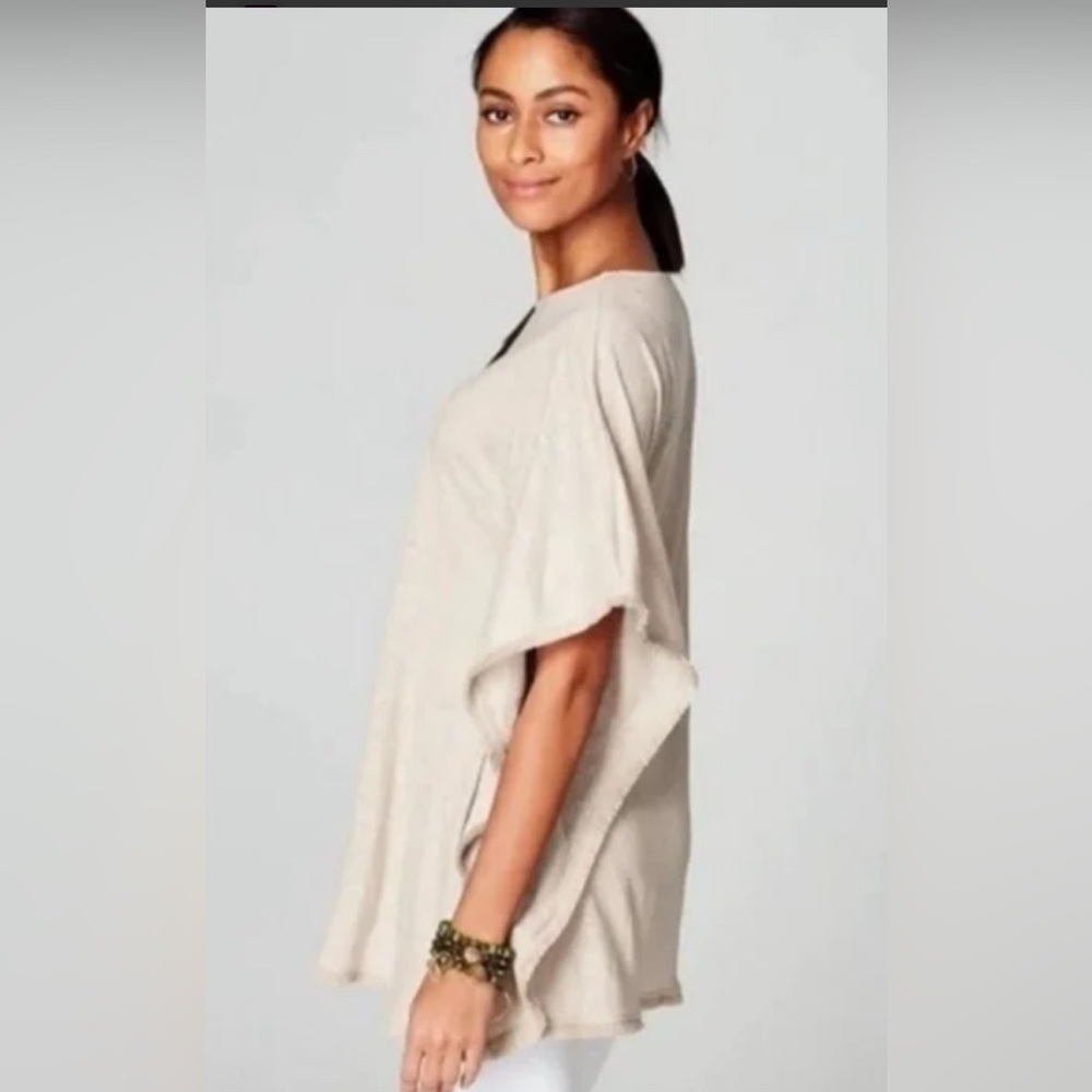 J.Jill Linen Pullover Fringe Poncho  Women’s Size L